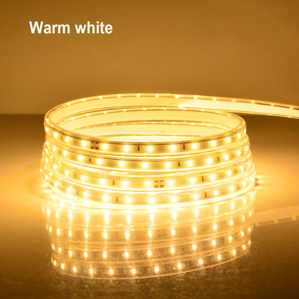 200-230V 2835 SMD LED Strip Light 120LEDs/m Waterproof Outdoor Garden Lawn Path Decor Kitchen Lamp Flexible Ribbon with EU Plug Oasis Select Warm White 5M 200-230V EU Plug