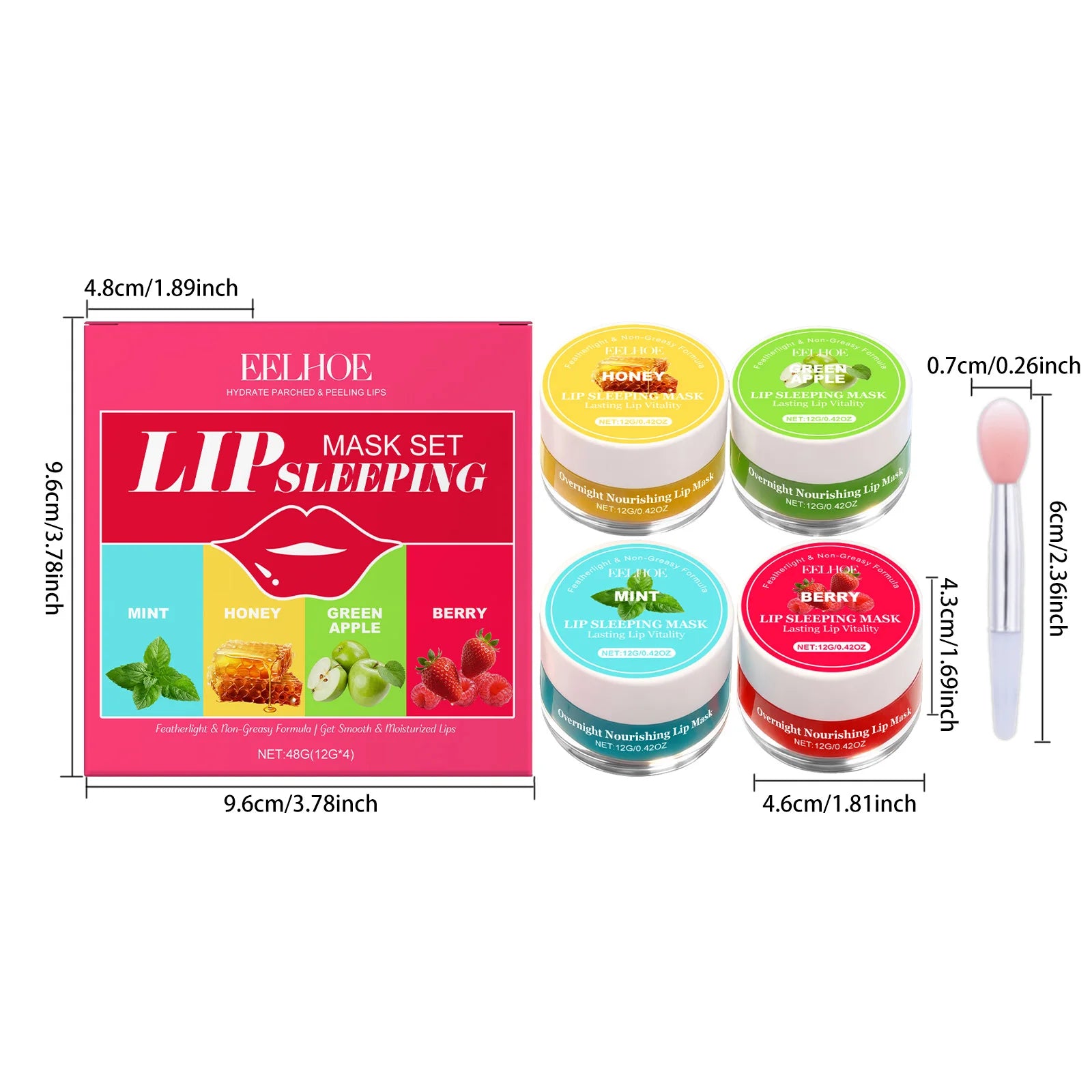EELHOE Lip Sleeping Mask Set – 4 Flavors, Hydrate & Repair Lip Sleeping Mask Set Oasis Select 1set boxed