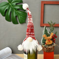 Faceless Christmas Decoration Items Knitted Old Man Wine Bottle Covers Figurine Wine Caps Wine Bottle Decorations Oasis Select O3-17 red and white