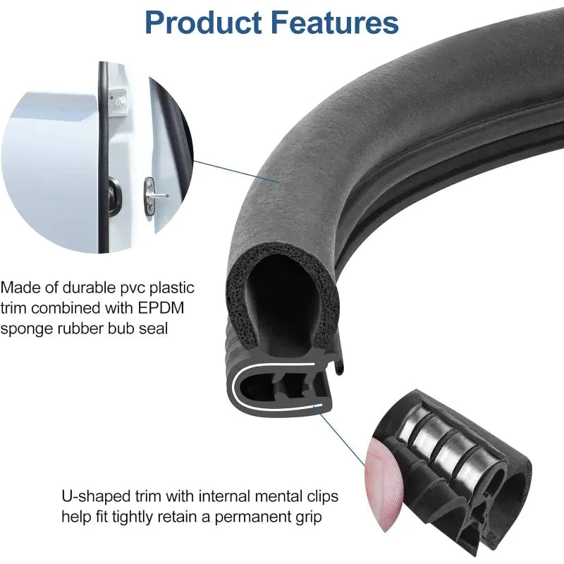 Weather Striping Trim Seal Durable Car Door Rubber Edge Trim Automotive Weather Stripping Edge Guard for Cars Trucks Oasis Select