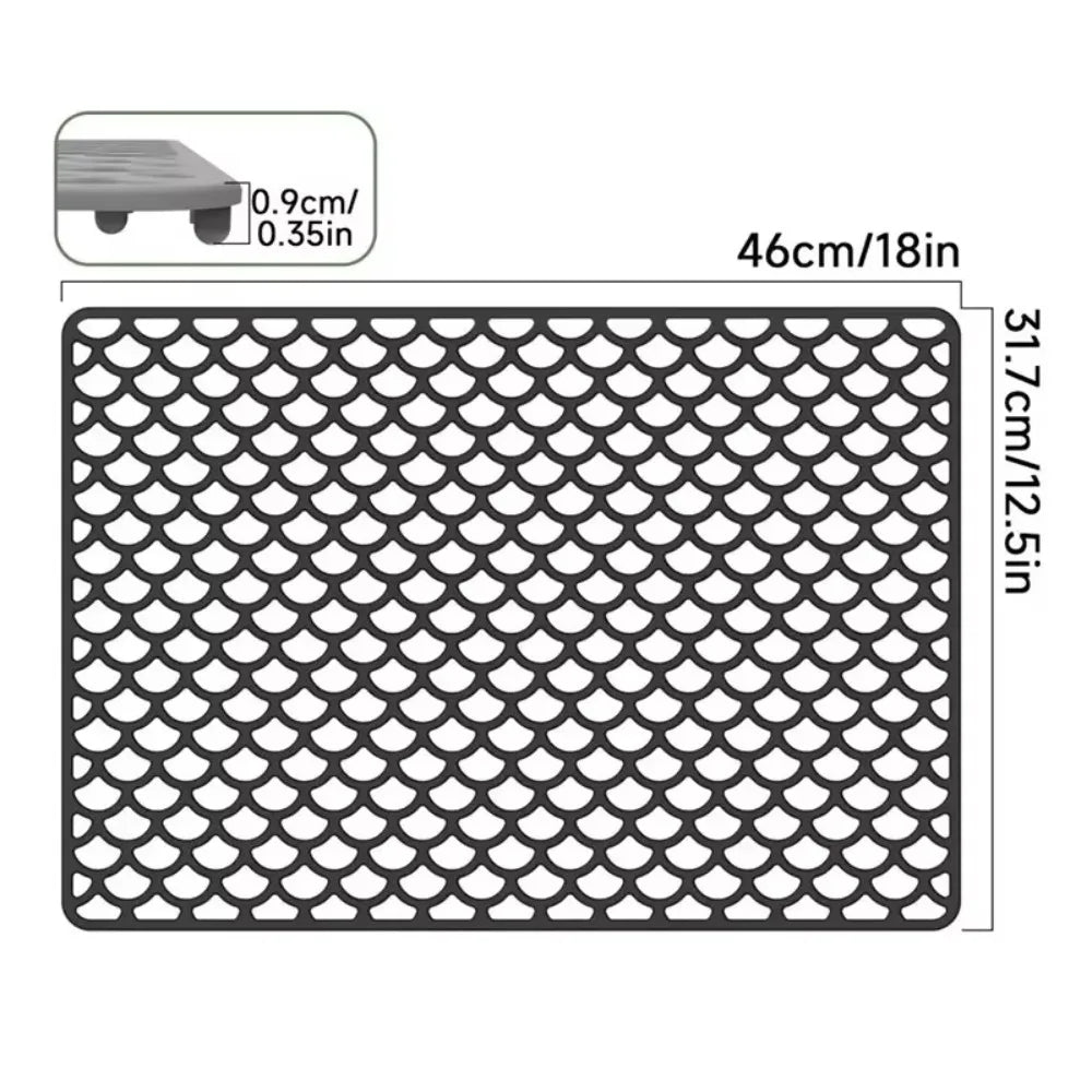 Silicone Sink Protector Mat Foldable Anti Slip Tableware Drainage Drying Mats Multi Functional Heat Resistant Non-slip Sink Mat Oasis Select 46cm Black