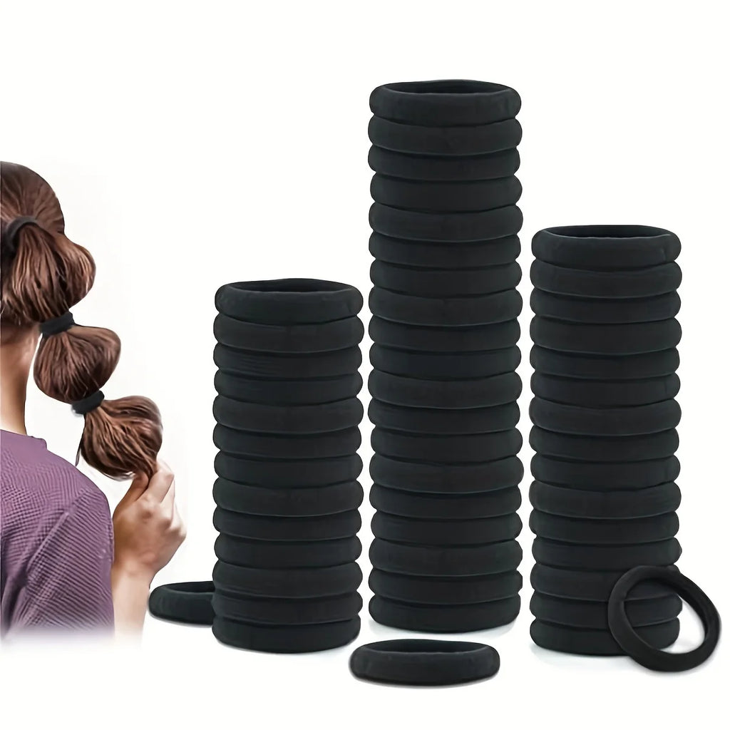 50PCS Black High Elasticity Headband Towel Hair Band 4CM Seamless Hair Rope Leather Hair Accessories Female Oasis Select
