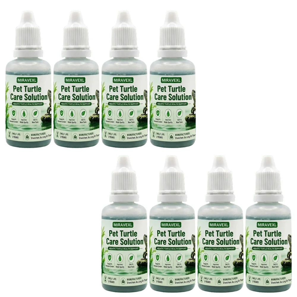 MIRAVEXL Pet Turtle Care Solution Aquarium Water Conditioner Aquatic Turtle Health SupportImproves Water Quality Safe Non Toxic Oasis Select 8PCS