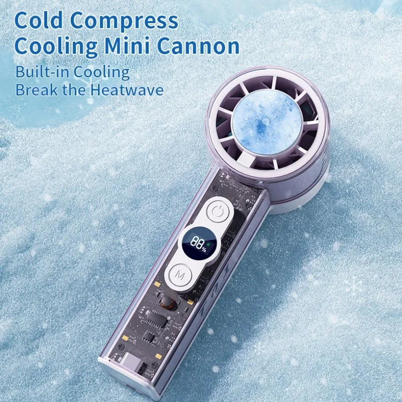 Superconducting Cold Compress Handheld Fan 100 Speed Turbo Motor Transparent Mecha Portable Cooling Mini Cannon For Summer Oasis Select