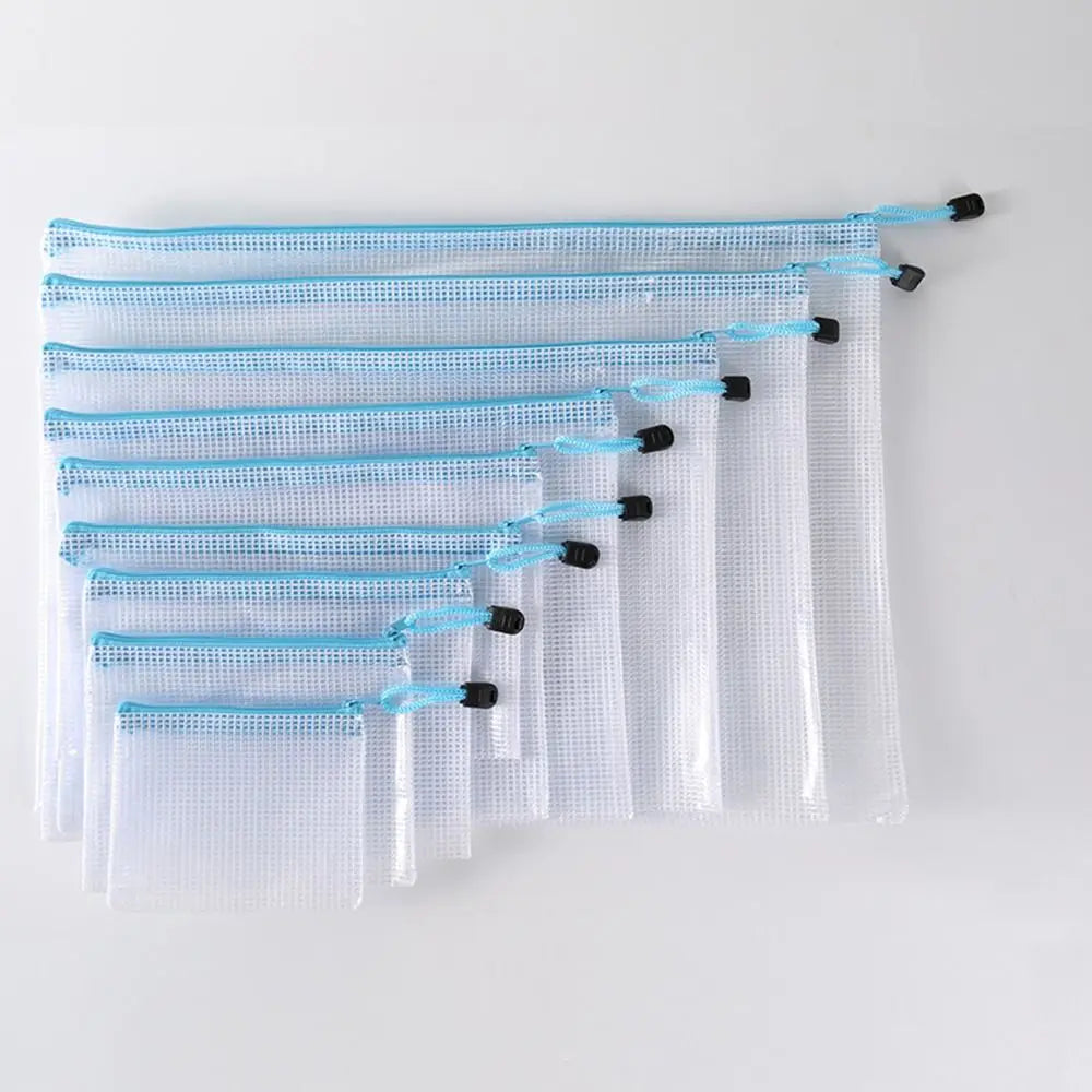 Mesh Zipper Pouch Waterproof Plastic Document Pouch Multipurpose for Travel Storage Office Appliances Home Organize Bags Oasis Select 07-A5-24X18CM--1pc
