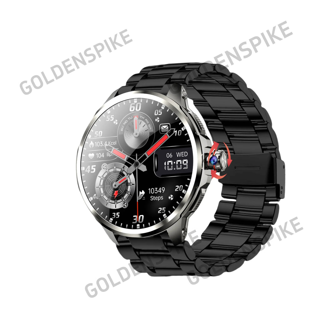Goldenspike 32GB+256GB Smartwatch 4G/5G LTE 900W Rotary HD Camera GPS WIFI HiSportPro App Bluetooth Smart Watch For IOS Android Oasis Select Black Steel 32GB 256GB