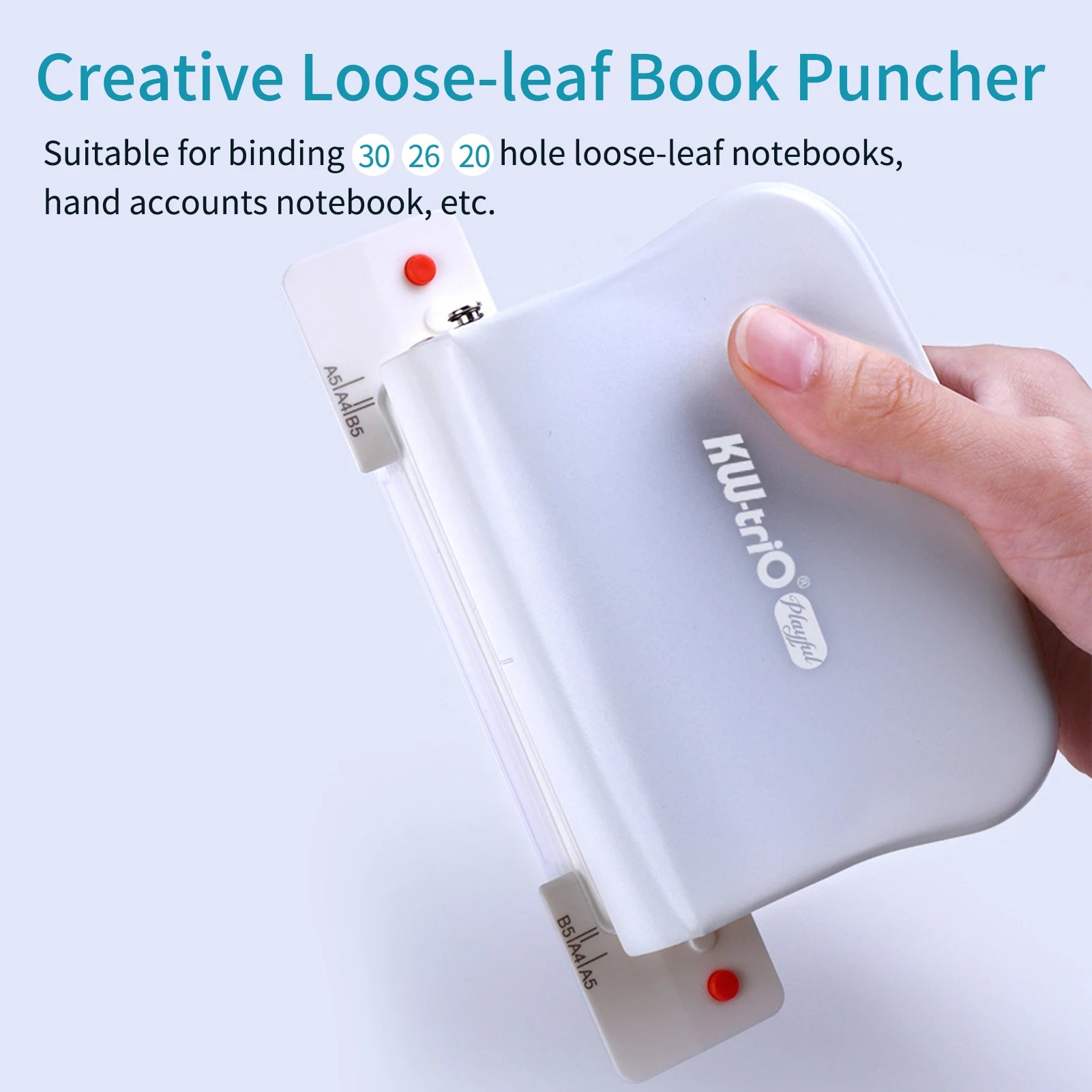 10-Hole Paper Punch Handheld Metal Puncher Support Multiple 20/26/30 Hole Punching 10 Sheet Capacity for A4 A5 B5 Notebook Oasis Select