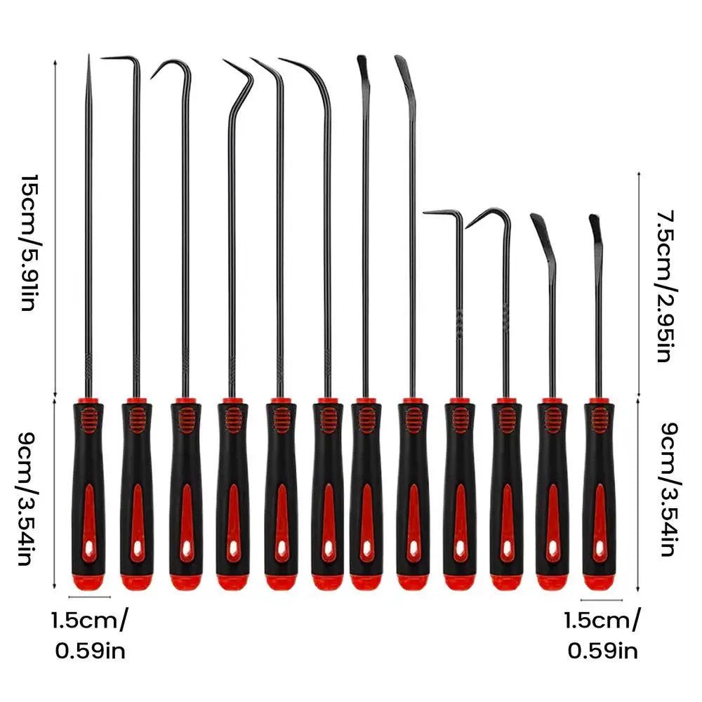 12Pcs Precision Car Oil Seal Screwdriver Set O-Ring Gasket Puller Removal Tool Pick Hook Repair Tools Craft Hand Tool Oasis Select Red