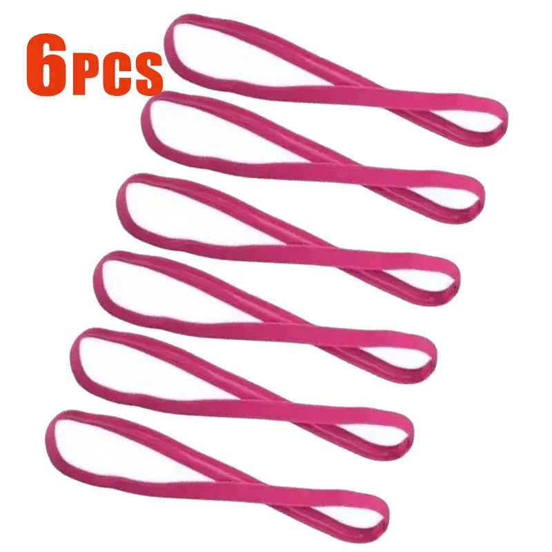 6/3Pieces Solid Thick Non-Slip Elastic Sports Outdoor Headbands Hair Headbands Exercise Hair Bands Sweatbands for Women for Men Oasis Select 6pcs Rose red