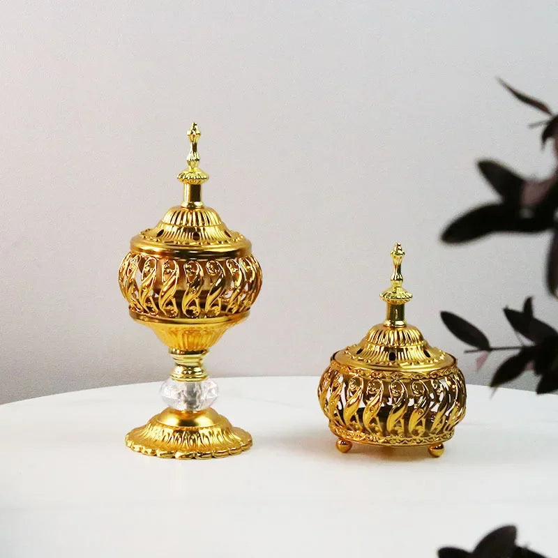 Incense Burner Holder Metal Censer Cone Arabian Stick Frankincense Vintage Bakhoor Coil Ash Catcher Iron Aromatherapy Fragrance Oasis Select