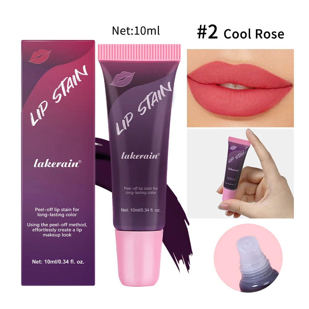 Peel Off Rose Pink Lip Gloss Matte Outline Contour Tattoo Lip Stain Waterproof Transfer Resistant Tear Off Natural Lip Tint Oasis Select Cool Rose