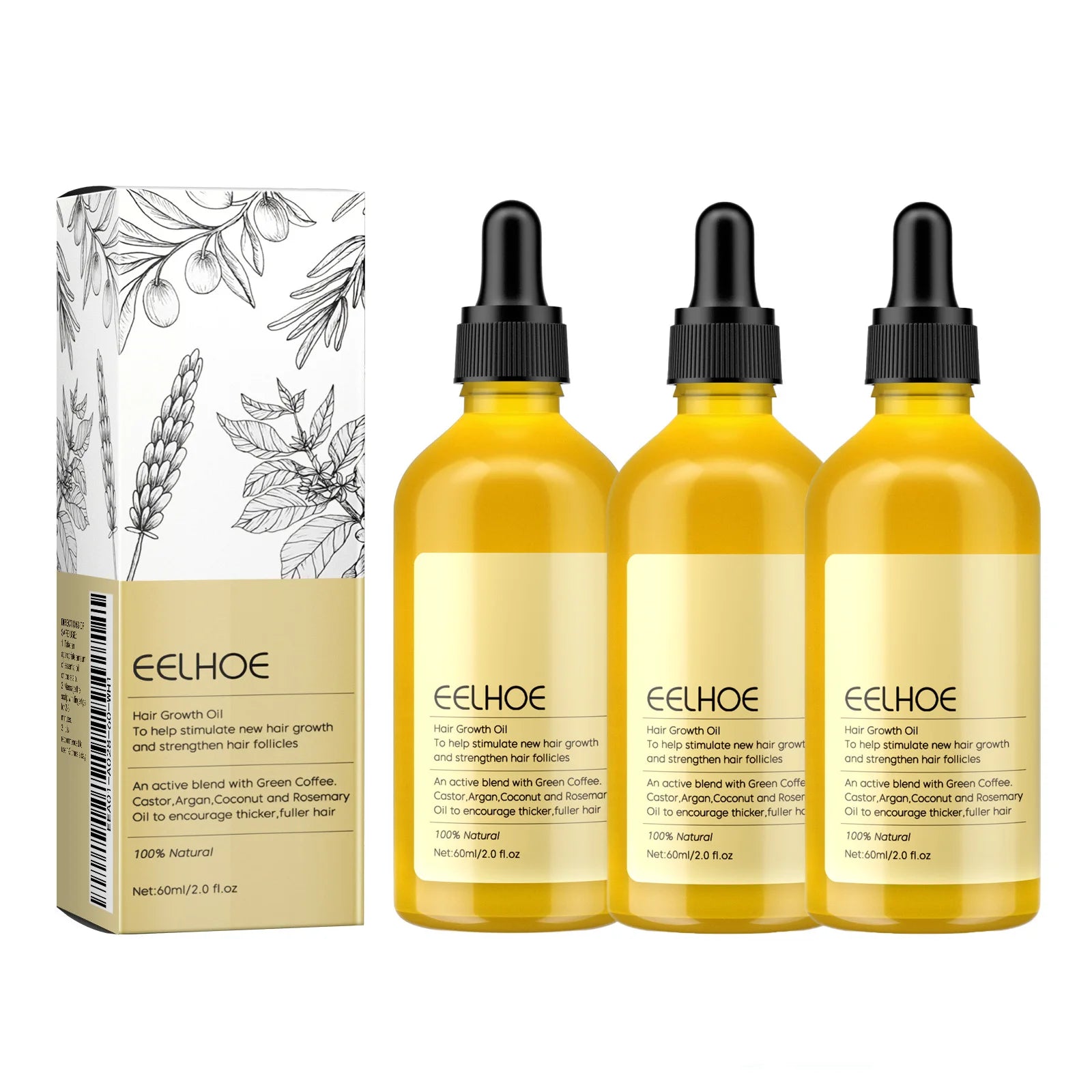 Eelhoe Rosemary Hair Growth Oil – Nourishing Scalp Serum 60ml Hair Growth Serum Oil Oasis Select 3PCS
