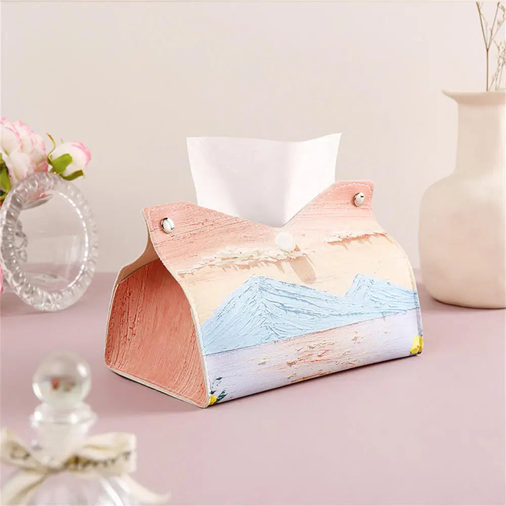 PU Leather Napkin Holder Tissue Bag Foldable Paper Organizers Box Oasis Select Orange
