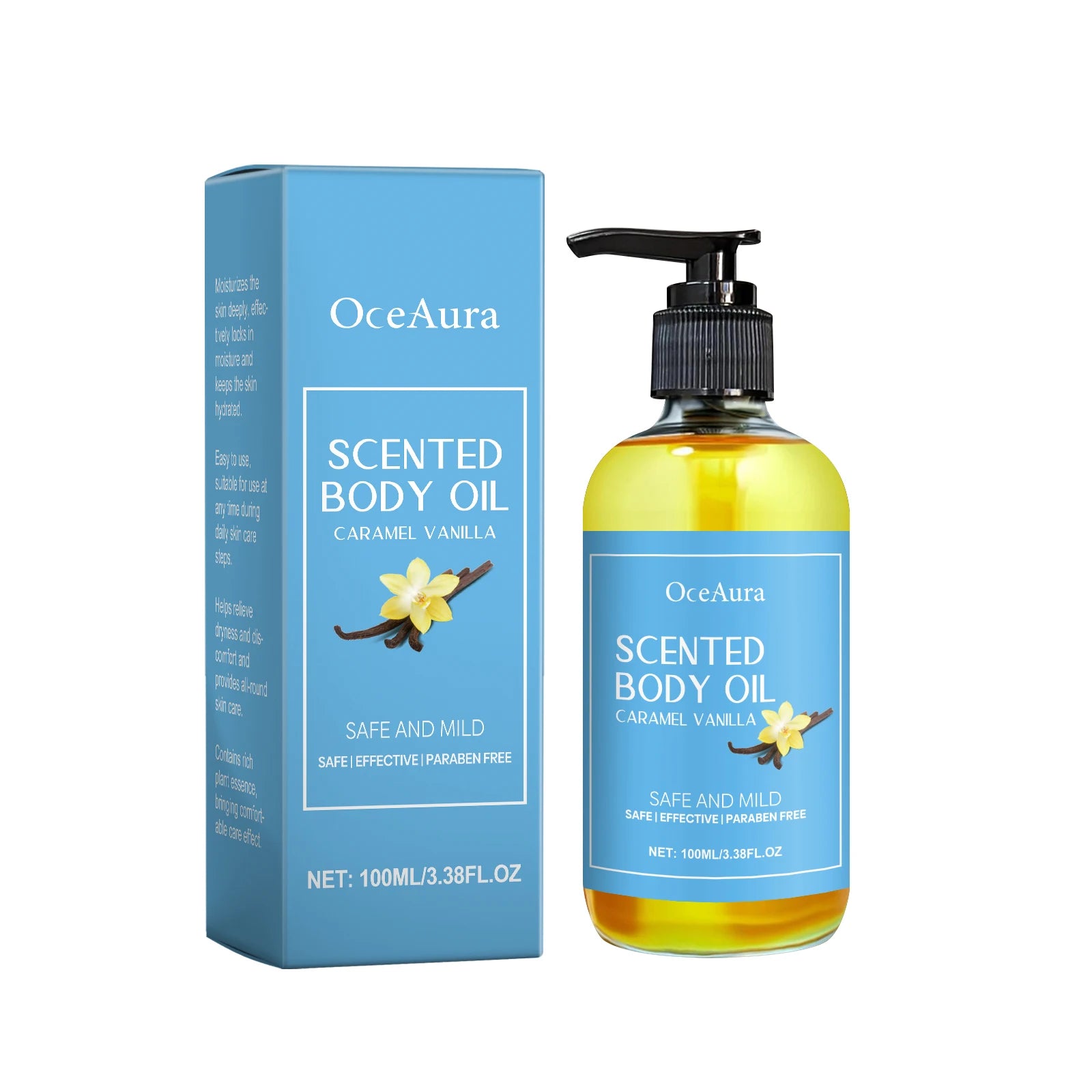 Caramel Vanilla Body Massage Oil Improve Moisturizing Relieve Stress Muscle Relaxing Body SPA Lasting Scent Body Essential Oils Oasis Select 100ml Boxed