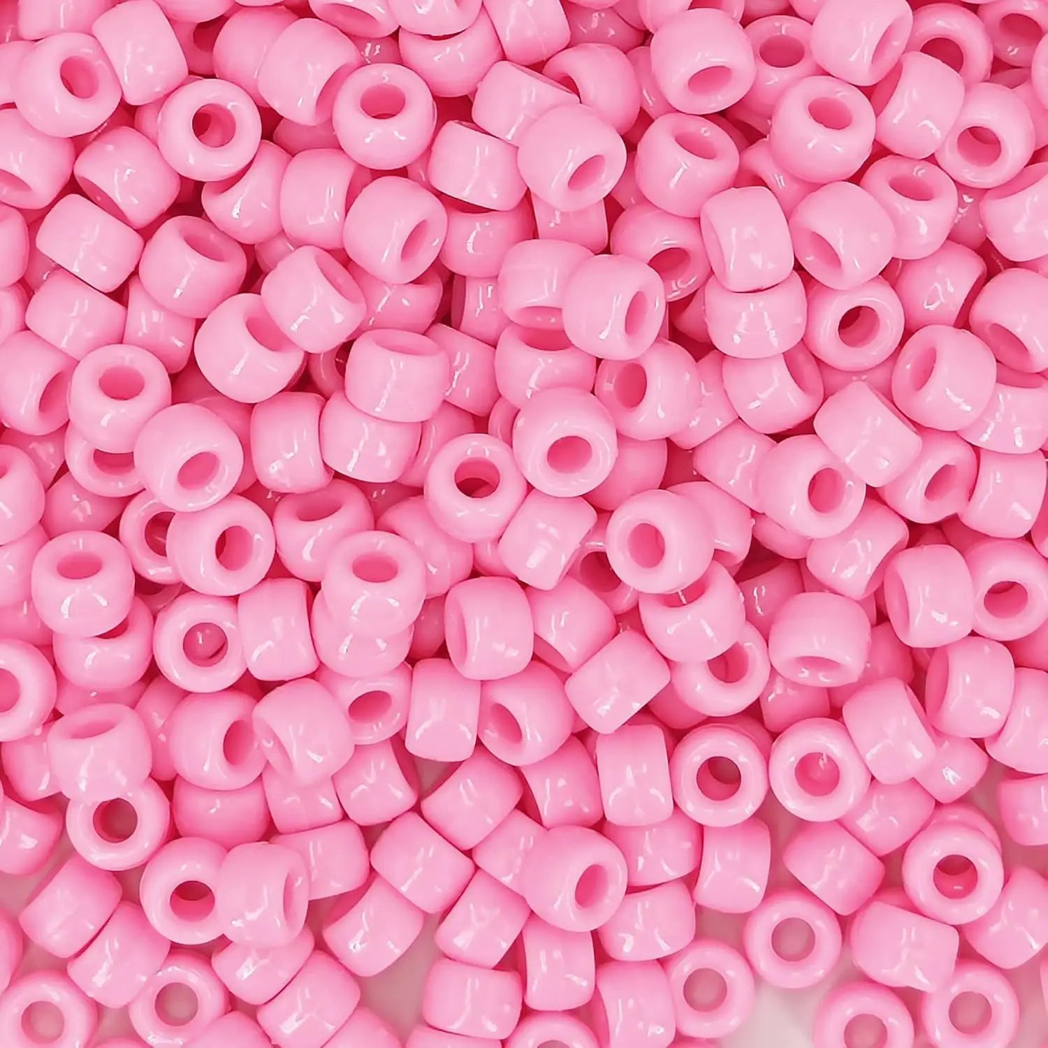 100Pcs Acrylic Pony Beads 6x9mm Bulk Plastic Large Hole Mix Pen Hair Kandi Beads for Friendship Bracelet Jewelry Making Braids Oasis Select Pink