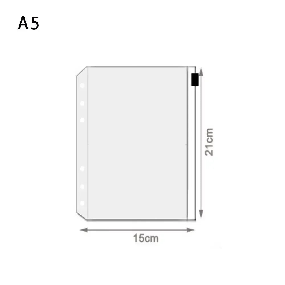 A5/6/7 Transparent Loose Leaf Binder Notebook Cover Zipper Bag Note Book Journal Planner Accessories Stationery Supplies New Oasis Select 5Pcs A5