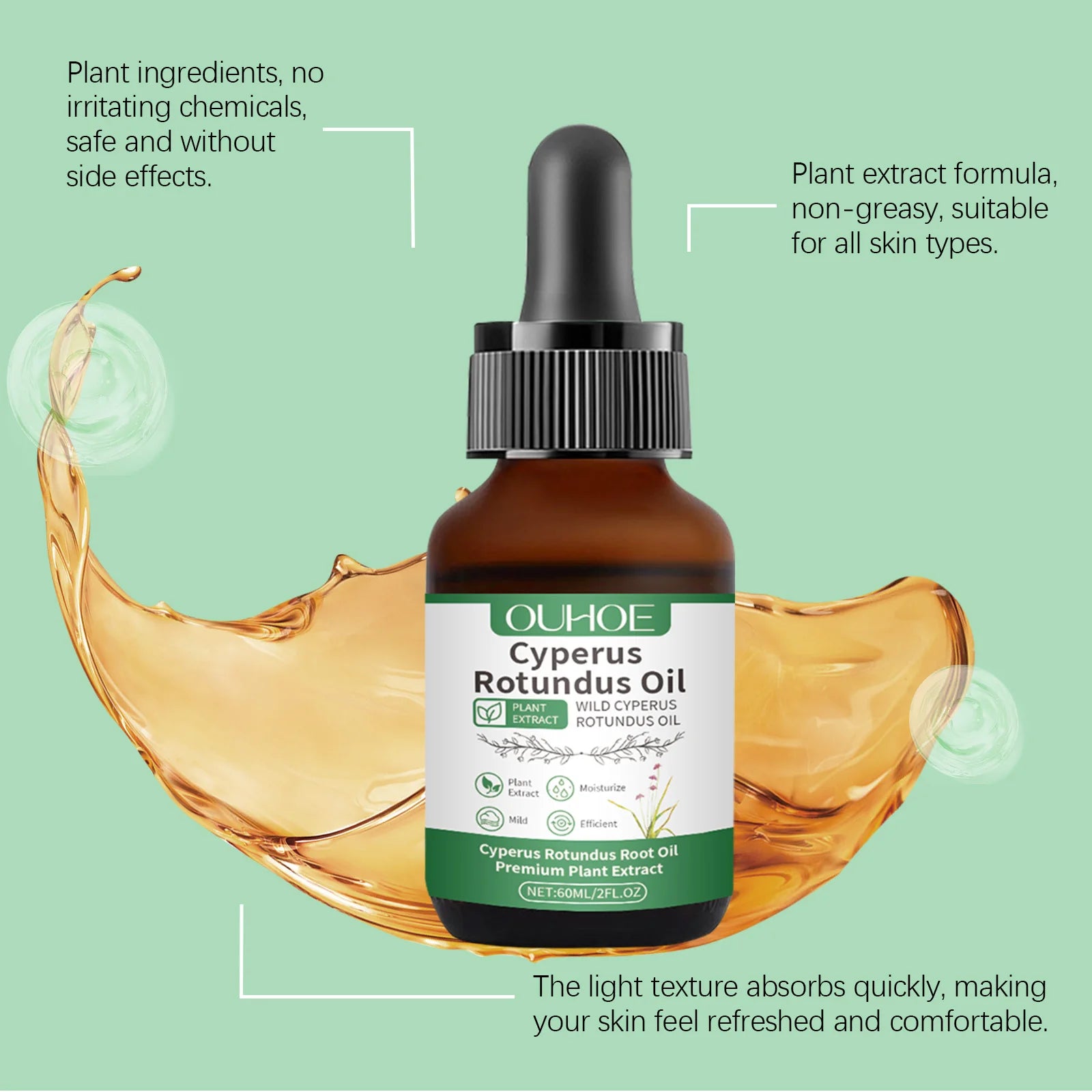 Natural Cyperus Rotundus Oil Hair Removal Inhibitor Smoothing Moisturizing After Shave Soothing Nourish Calming Body Skin Care Oasis Select