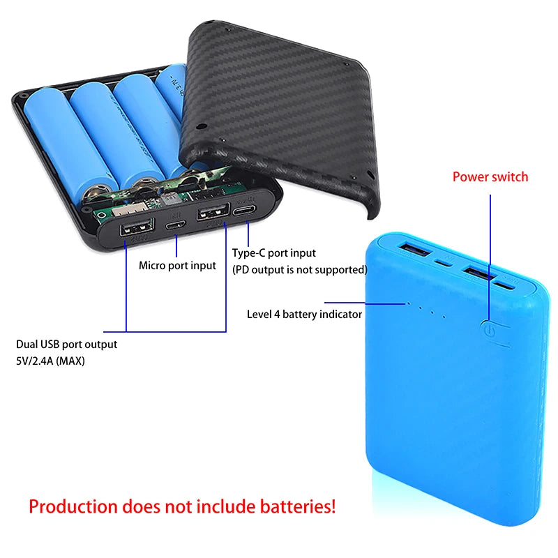 4 Slots 18650 Battery Box Case DIY Power Set Material Mini Solderless Power Supply Housing For Home Go Out And Other Occasions Oasis Select