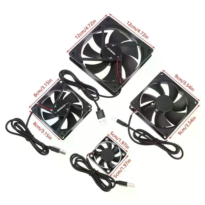 5V Brushless Cooling Fan USB Router Fan Computer Case TV Box Cooling Case 50mm 80mm 90mm 120mm PC DIY Cooler Desktop Fan Oasis Select