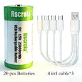 D Size 1.5V 23800mWh USB‑C Rechargeable Li‑ion Battery High Capacity Rechargeable D Cell for Flashlight Lantern Toys D battery Oasis Select 1.5V 20 PCS Batteries