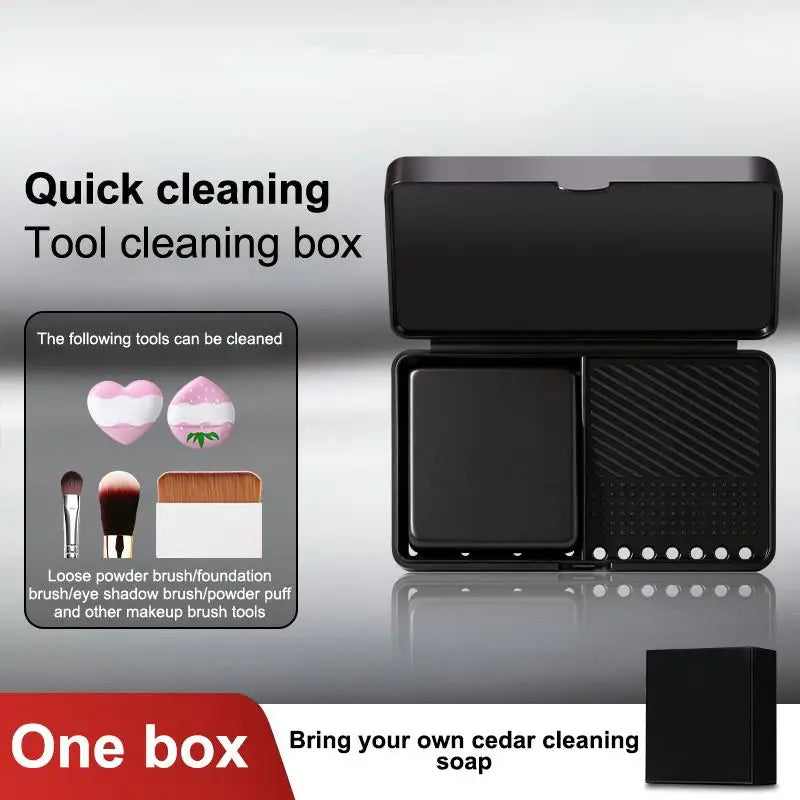 1pcs Cleaning Mini Washboard Storage Box Cleaning Soap Portable Powder Puff Foundation Makeup Brush Cleaner Oasis Select