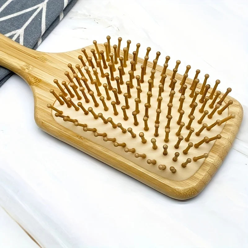 1pc Natural Bamboo Square Comb with Sunflower Print - Anti-Static Hairdressing Comb for Bridal Party Gifts/Daily Care Oasis Select
