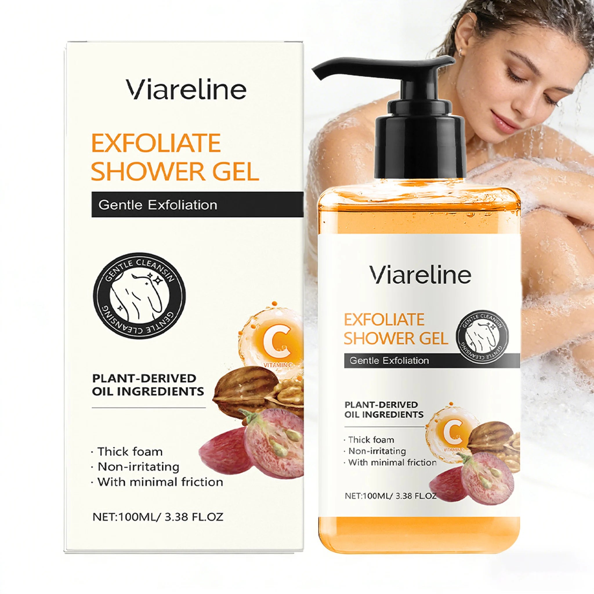 100ML Body Shower Gel Gentle Exfoliating Cleaning Pore Dirts Remove Dead Skin Smoothing Improve Skin Texture Body Bathing Gel Oasis Select Natural Whitening United States