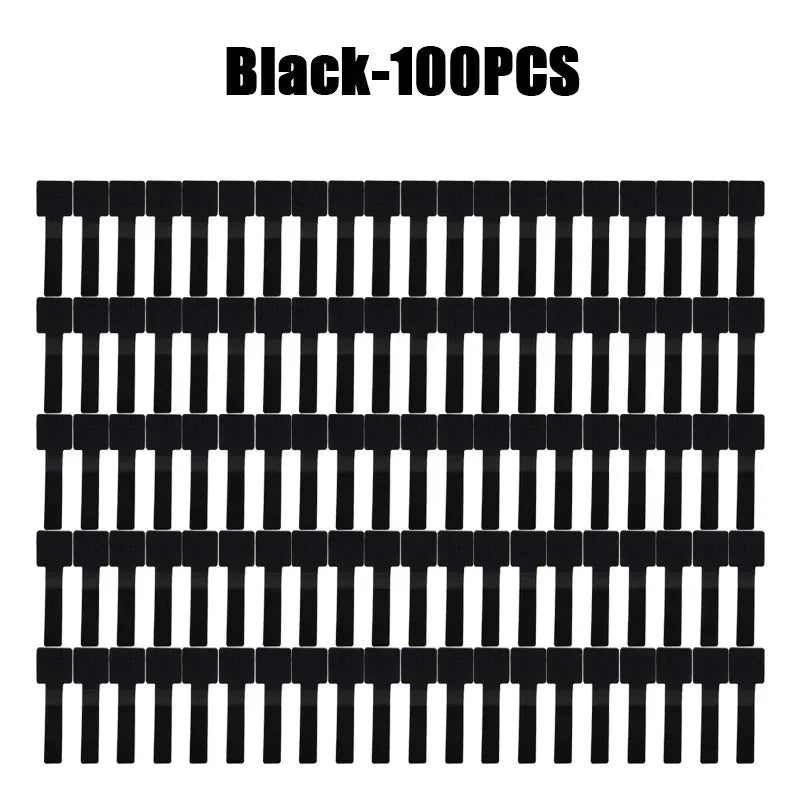 New Reusable Cable Ties Velcro Ties Self-Adhesive Power Cord Cable Holder Adjustable Cord Storage Desktop Organiser Manager Oasis Select Black-100PCS