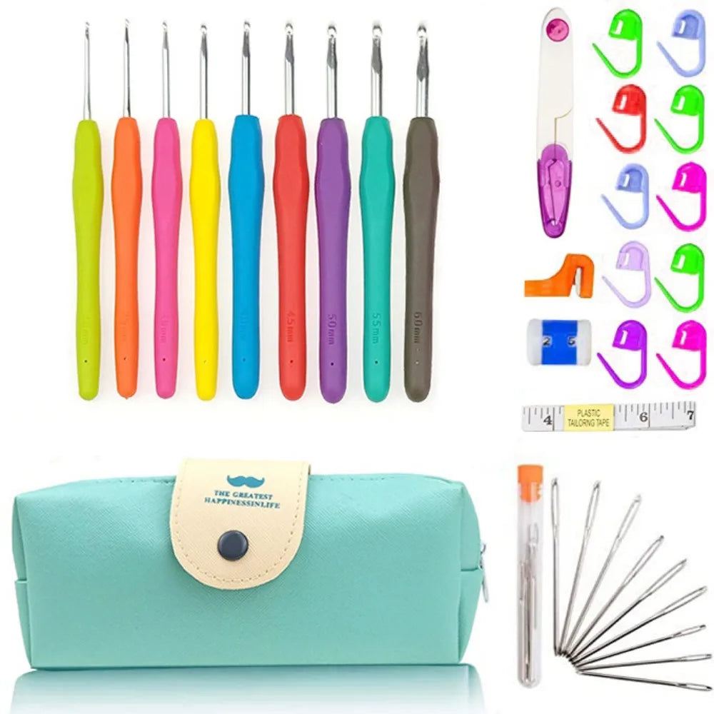 Ergonomic Crochet Hooks Set 2–8mm | Soft Grip & Storage Case