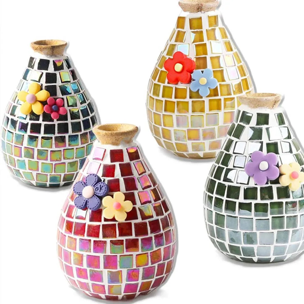 100pcs Crystal Glass Mosaic Tiles, 1 cm Square Craft Tiny Mosaic Tiles Bulk for Craft DIY Hobbies Art Project Mixed Colors Oasis Select