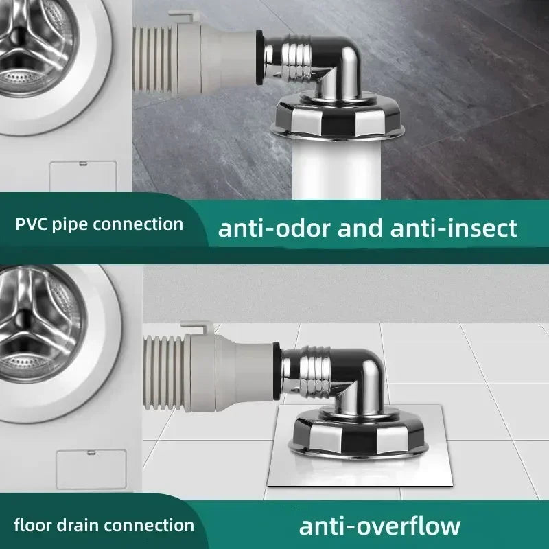Washing Machine Floor Drain Adapter Anti-overflow Deodorant Snap Joint Universal Sewer Elbow Pipe Connector Bathroom Accessories Oasis Select