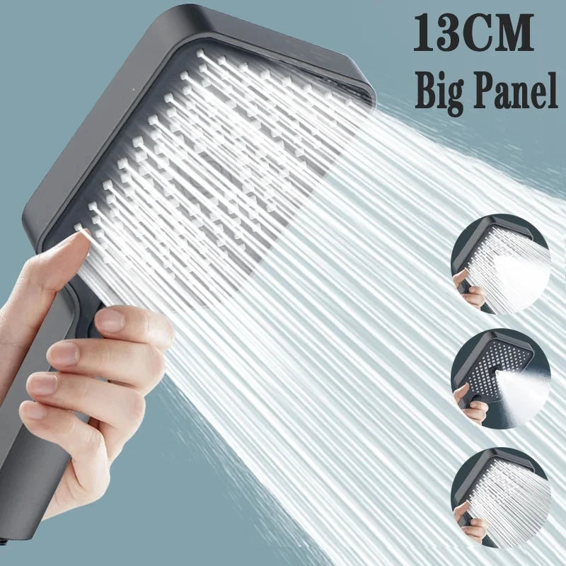 Luxury 3 Modes Large Panel Rectangular 120mm Rainfall Shower Head High Pressure Water Saving Shower Mixer Bathroom Accessories Oasis Select Grey Shower