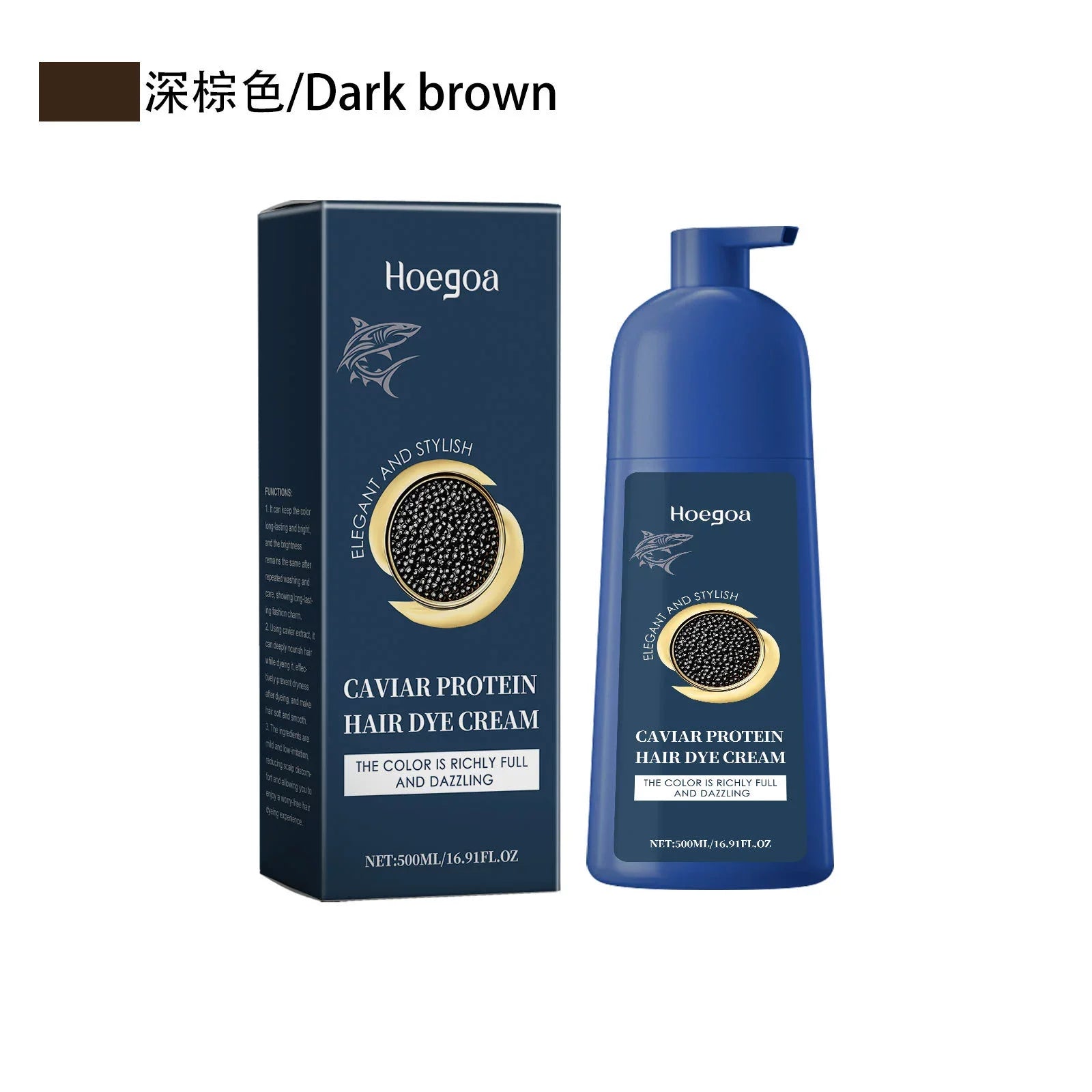 HOEGOA Caviar Protein Hair Color Shampoo Black Brown 500ml
