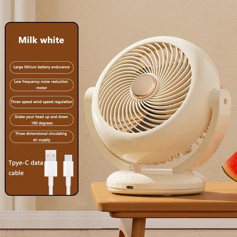 Mini Portable Rechargeable Desktop Fan – Quiet & Wireless