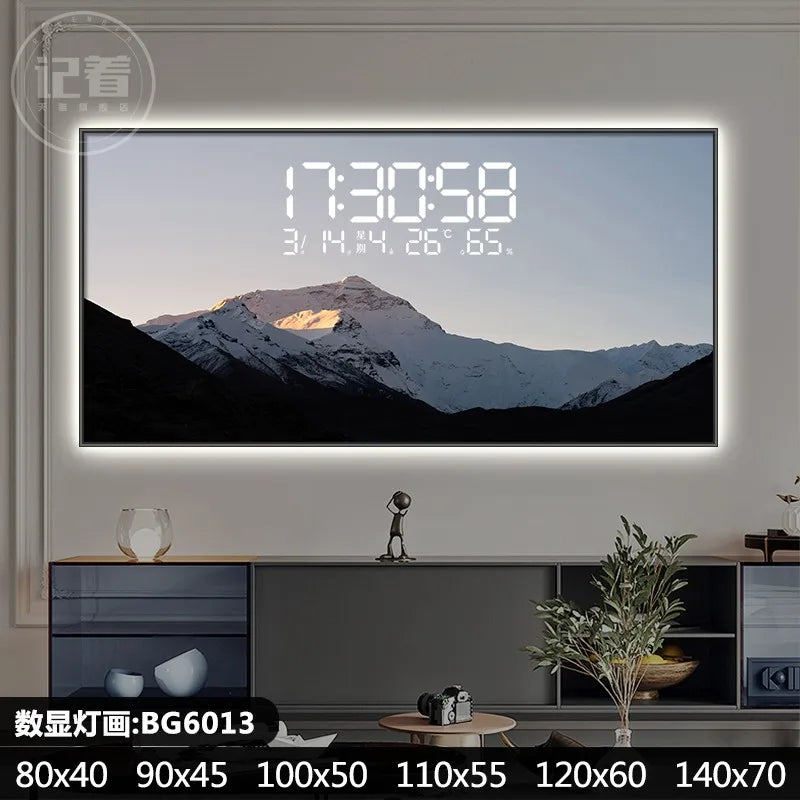 Permanent Calendar Electronic Wall Clock Guest Restaurant Decorative Painting Large Screen LED Lights Plug-in Wall Clock Oasis Select BG6013 80CM X 40CM