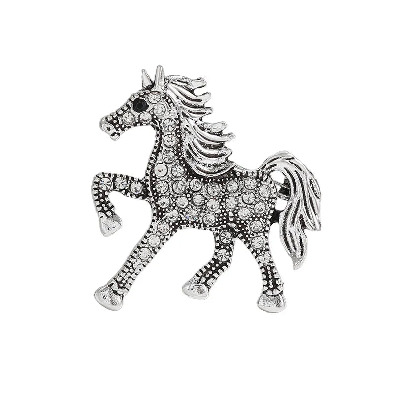 Fashion Rhinestone Horse Brooch for Women Men Zodiac Animal Brooches Lapel Pins Party New Year Jewelry Clothes Accessories Oasis Select Style 3