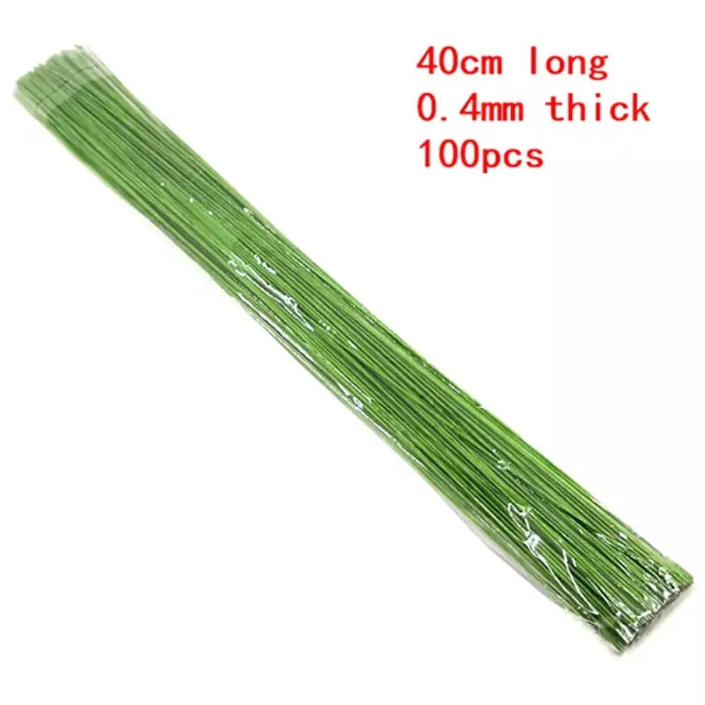 100Pcs 40cm Floral Wire Stems Paper Covered DIY Crafts Paper Floral Wire Iron Wire Flower Making Accessory Home Decor Oasis Select