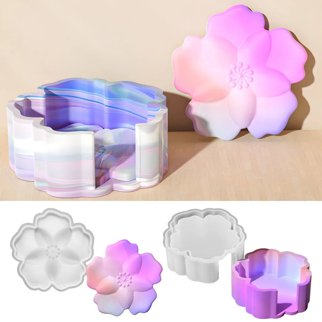 Flower Coaster and Storage Box Silicone Resin Mold for DIY Epoxy Casting Handmade Home Decor Oasis Select