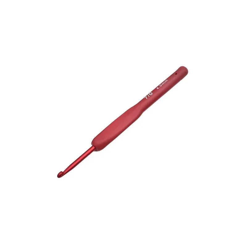 Aluminum Tulip Red Crochet Hook Frosted Handle TPR Silicone Crochet Sweater Knitting Hooks DIY Handmade Crafts Sewing Tools Oasis Select 05-4mm