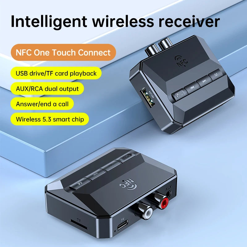 NFC Bluetooth 5.3 Audio Receiver RCA 3.5mm AUX USB Wireless Adapter With MIC Support U-Disk/TF Card Play For Car Kit Speaker Oasis Select