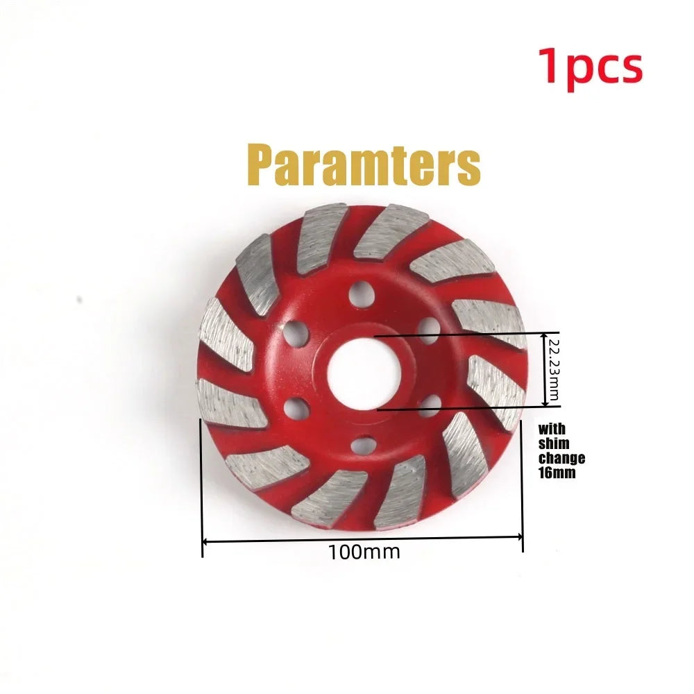4" Turbo Diamond Grinding Cup Wheel – 12 Seg Angle Grinder Diamond Grinding Wheel Oasis Select GZ154-1pcs Red