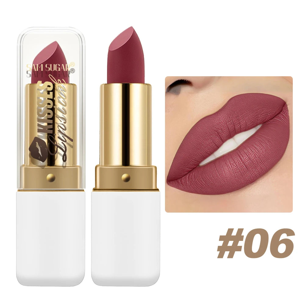 SAM SUGAR Metallic Pearlescent Lipstick – Matte Velvet Waterproof