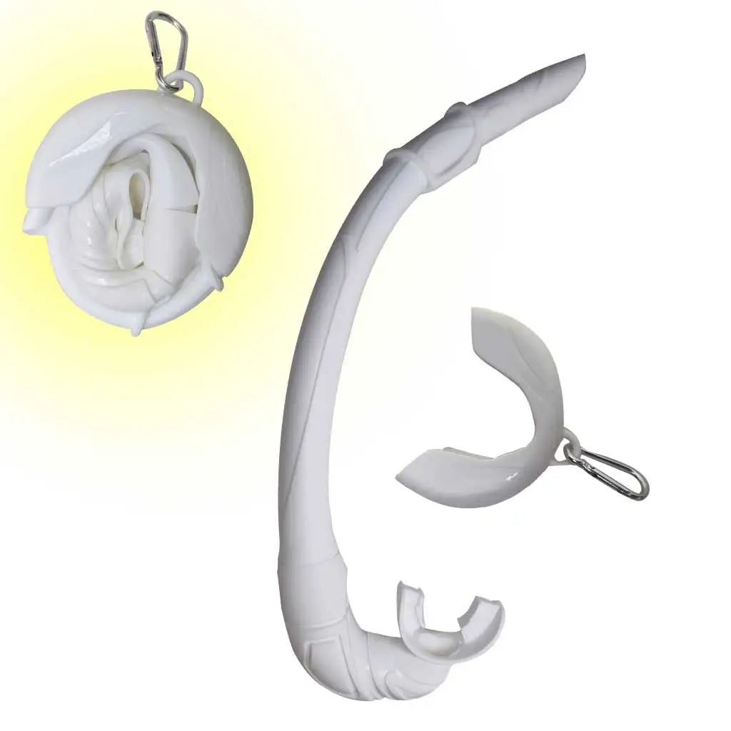 Roll Up Silicone Snorkel Swimming Swim Snorkel with Hanging Buckle Comfortable Breathing Tube for Snorkeling Oasis Select white with clip