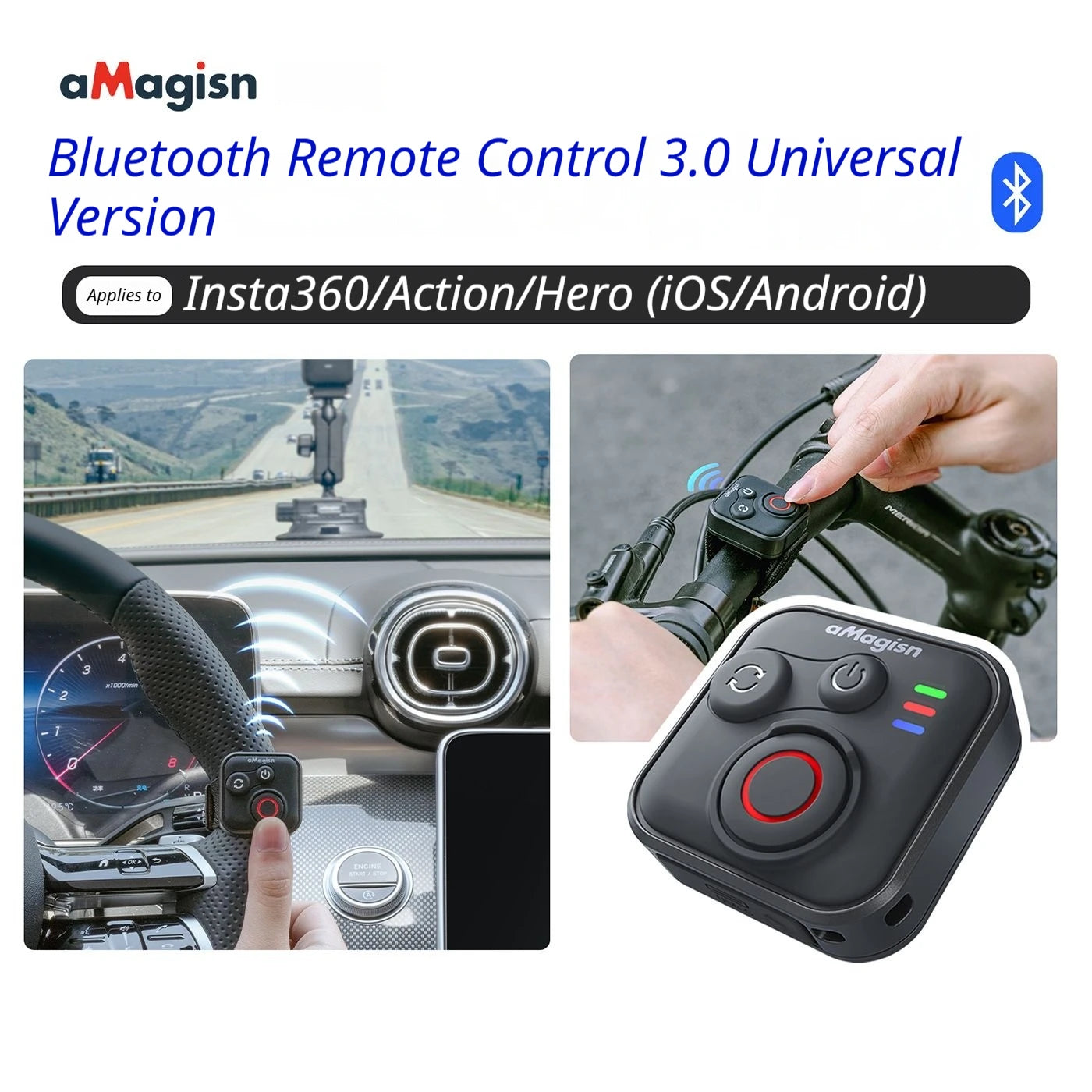 AMagisn Bluetooth Shutter Remote – Insta360, GoPro & DJI
