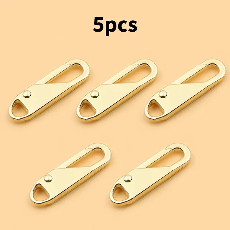 5/10/15/20pcs Universal Replacement Zipper Slider Metal Alloy Removal Zipper Puller Luggage Bag Zip Head DIY Craft Sewing Tool Oasis Select 5pcs Golden