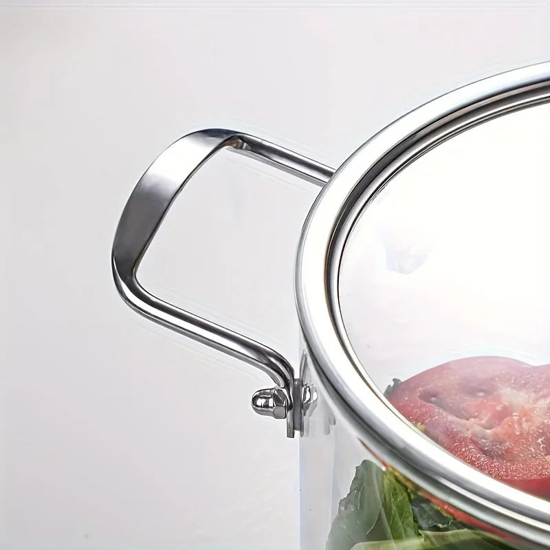 5.5 L Glass Saucepan with Lid, Glass Cooker, Large Volume Soup Pot, Borosilicate Glass Saucepan with Two Ears Soup Pot, Stainles Oasis Select