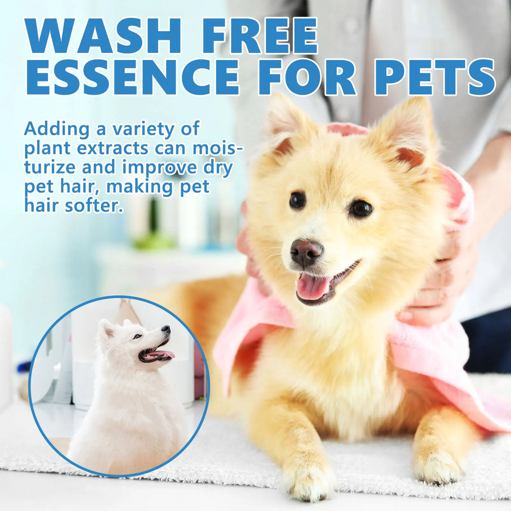 Pet Wash-Free Essence 20ml Sterilization & Odor Remover Waterless Cleaning Serum Softens Fur and Adds Shine Long Lasting Fresh Oasis Select