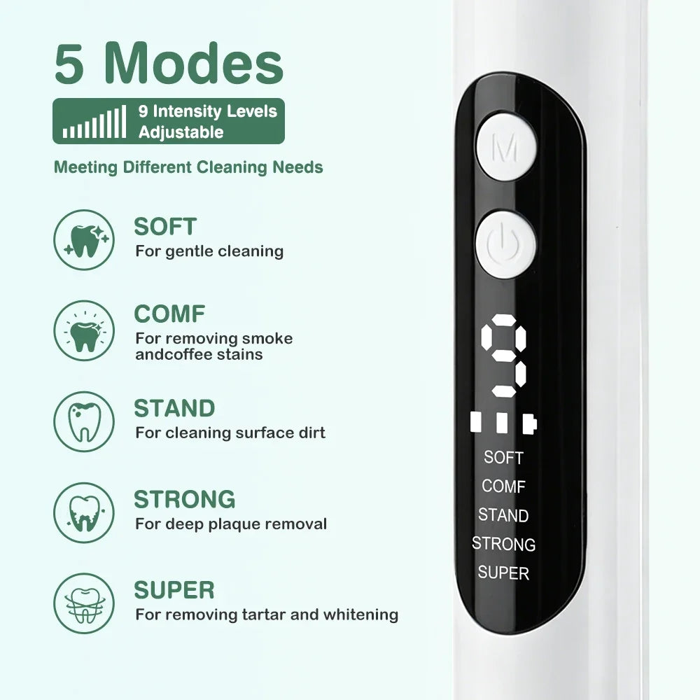 AFDEAL Ultrasonic Dental Scaler – 5 Modes, 9 Levels, Tartar Remover