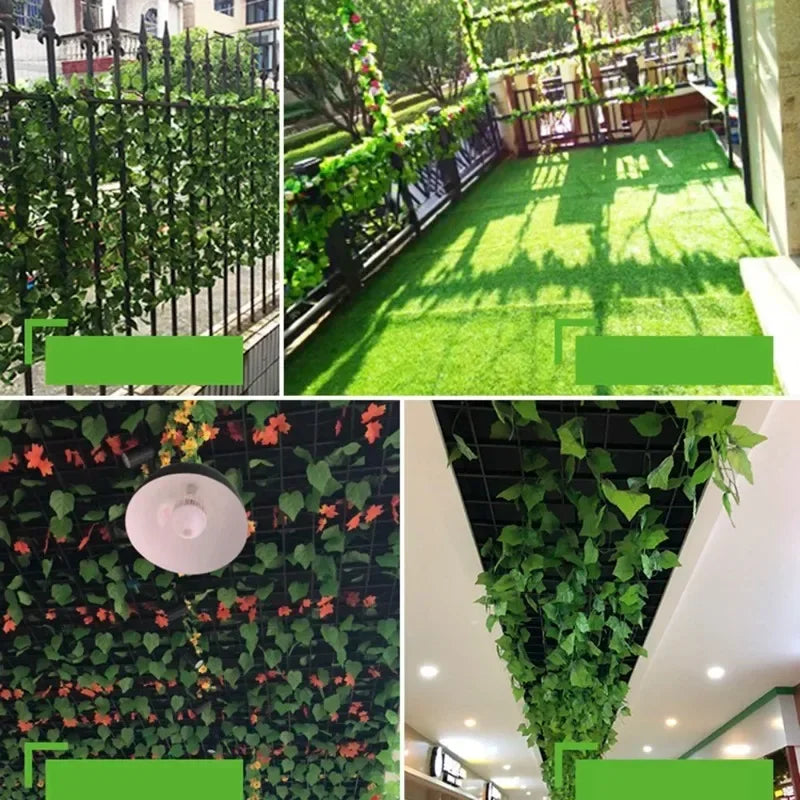 220cm Artificial Liana Vine Wall Hanging Fake Plants Ivy String Leaves Decoration Home Outdoor Garden Wedding Party Decors Oasis Select
