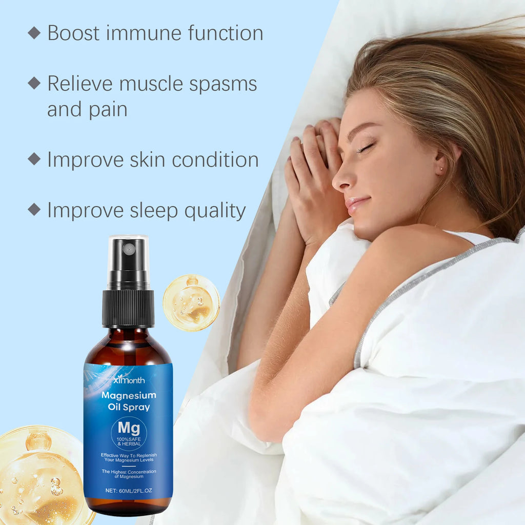 Essential Oil Magnesium Spray Relieves Muscle Body Pain Smoothes Softens Skin Magnesium Oil Spray Relaxation Better Sleep Care Oasis Select